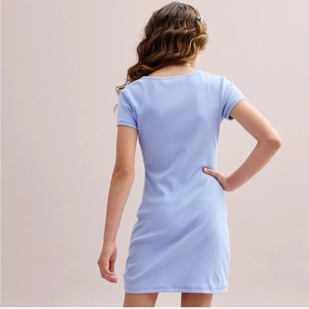 Be Only You B.O.Y. Girls Size Small Seamless Knit Mini Dress Light Blue Short